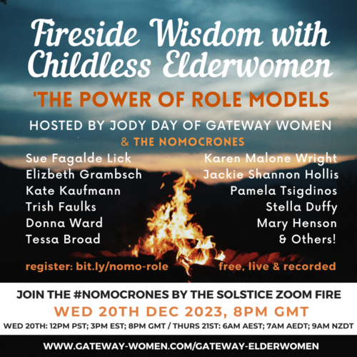 Image is a poster for a panel discussion on "The power of role models" by Gateway Women and the Nomocrones. It lists the participants' names over a picture of a campfire with hills and a sunset in the background.
